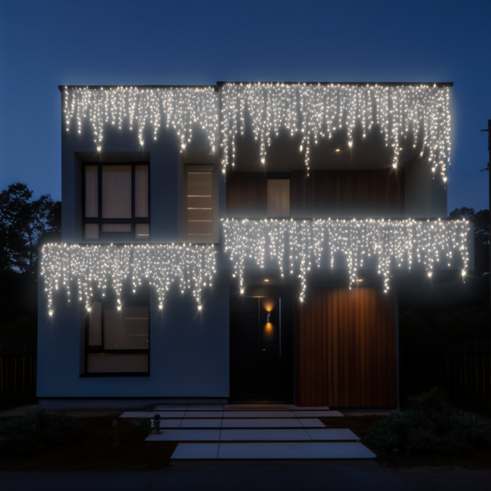 Вулична гірлянда Бахрома 20 м 335 LED гірлянда штора чорний провід Білий 20MBW (70869)