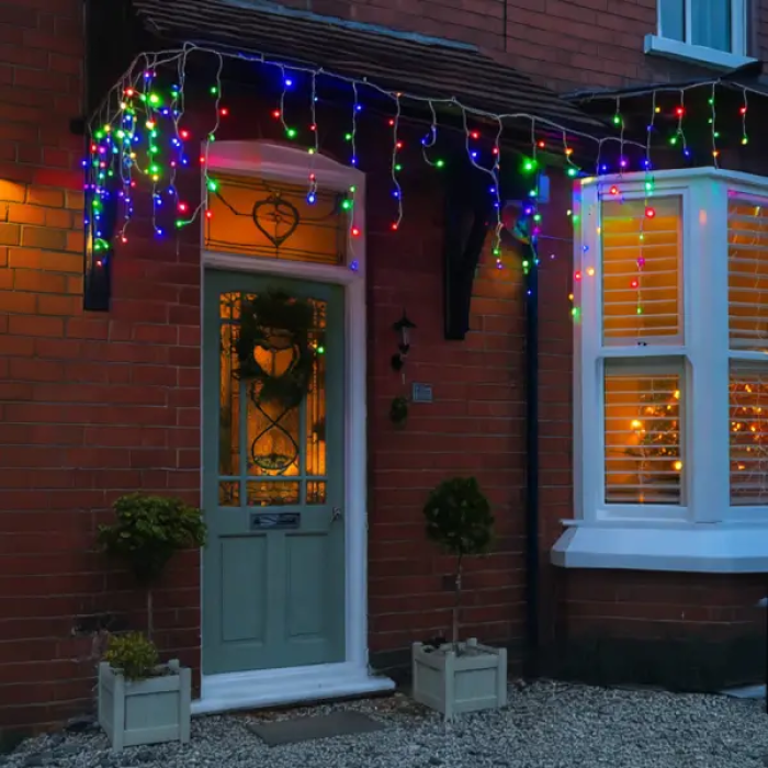 Вулична гірлянда Бахрома 12 м 200 LED білий провід Мультиколор 12MWML (43575)