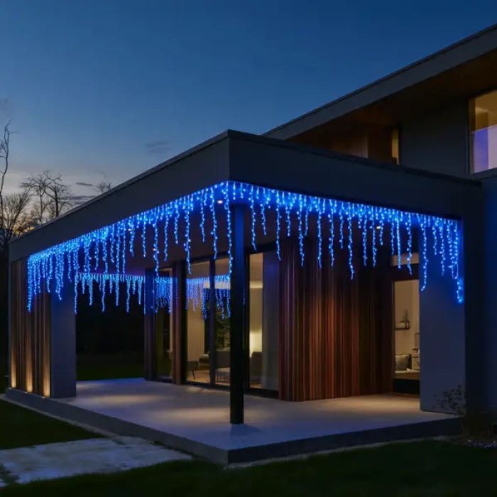 Вулична гірлянда Бахрома 25 м 405 LED гірлянда штора білий провід Синій 25MWBL (78554)