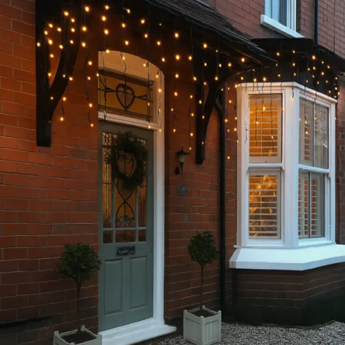 Вулична гірлянда бахрома 12 м 200 led чорний провід чорний провід Жовтий 12MBY (59750)