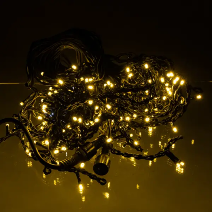 Вулична гірлянда бахрома 12 м 200 led чорний провід чорний провід Жовтий 12MBY (59750)