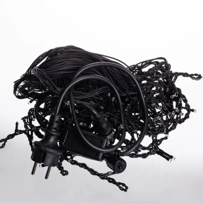 Вулична гірлянда бахрома 12 м 200 led чорний провід чорний провід Жовтий 12MBY (59750)