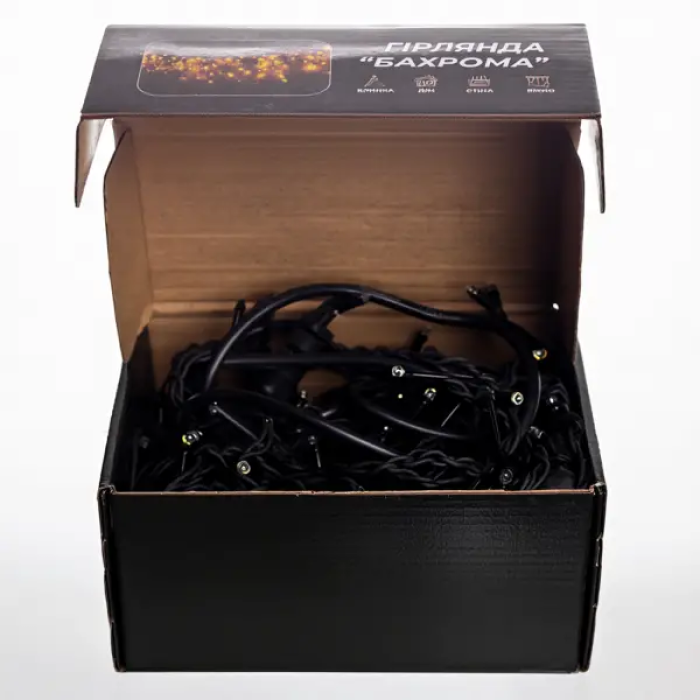 Вулична гірлянда бахрома 12 м 200 led чорний провід чорний провід Жовтий 12MBY (59750)