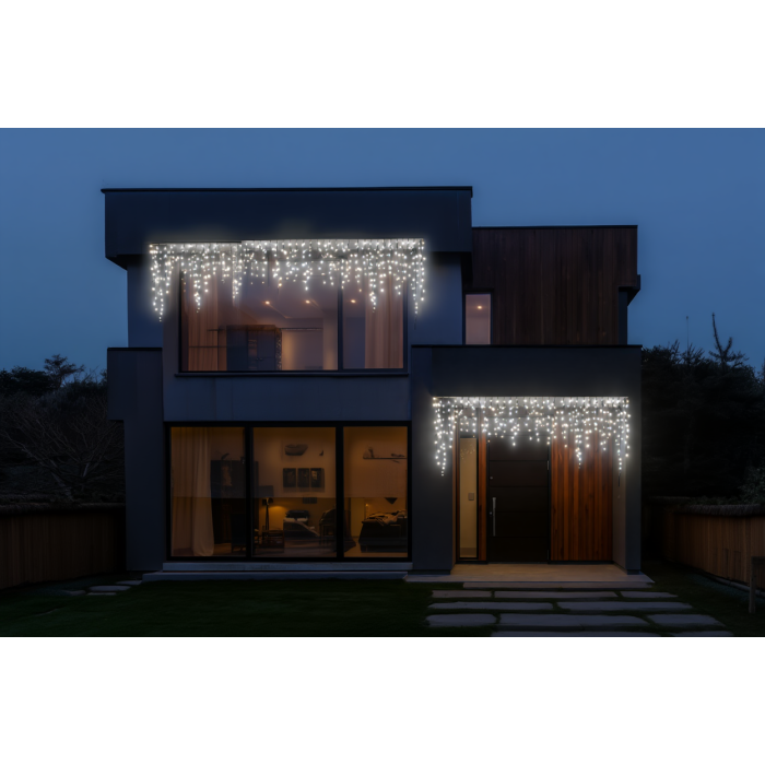 Новорічна гірлянда вулична Бахрома 36 м 600 LED чорний провід Білий 36МBW (39886)