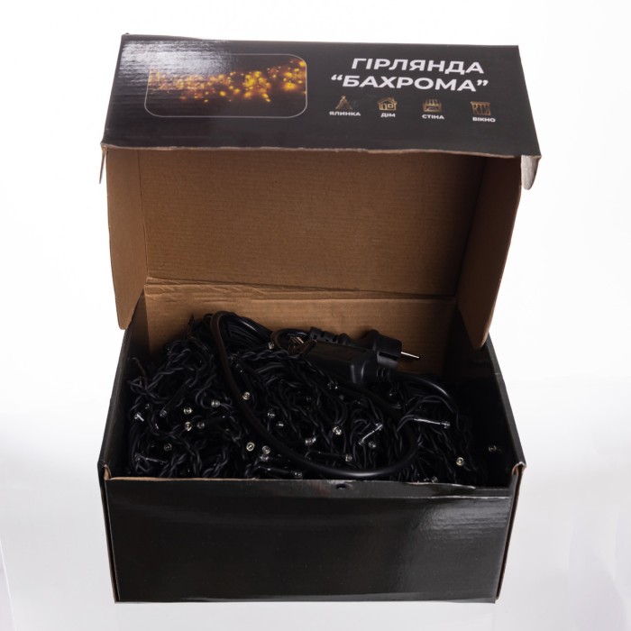 Новорічна гірлянда вулична Бахрома 36 м 600 LED чорний провід Білий 36МBW (39886)