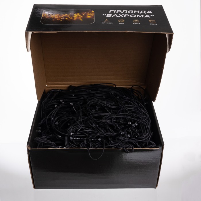 Новорічна гірлянда вулична Бахрома 36 м 600 LED чорний провід Мультиколор 36МBML (10547)