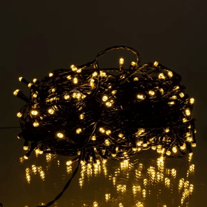 Новорічна гірлянда вулична 30 м 300 LED з сонячною батареєю чорний провід Жовтий SB300L30MBY (58581)