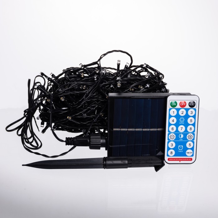 Новорічна гірлянда вулична 30 м 300 LED з сонячною батареєю чорний провід Жовтий SB300L30MBY (58581)