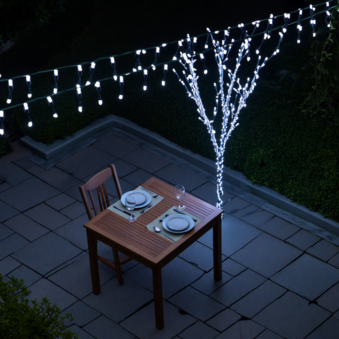 Новорічна гірлянда вулична 30 м 300 LED з сонячною батареєю чорний провід Білий SB300L30MBW (66511)