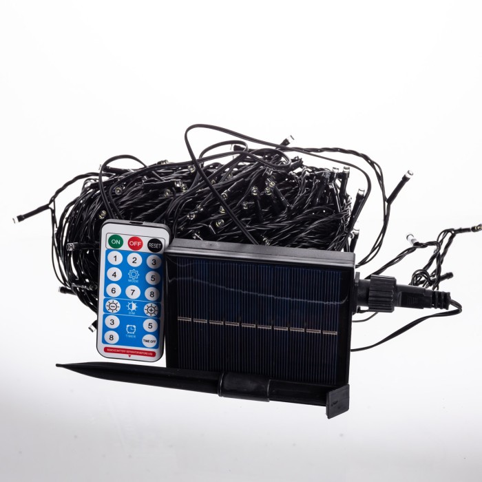 Новорічна гірлянда вулична 30 м 300 LED з сонячною батареєю чорний провід Білий SB300L30MBW (66511)