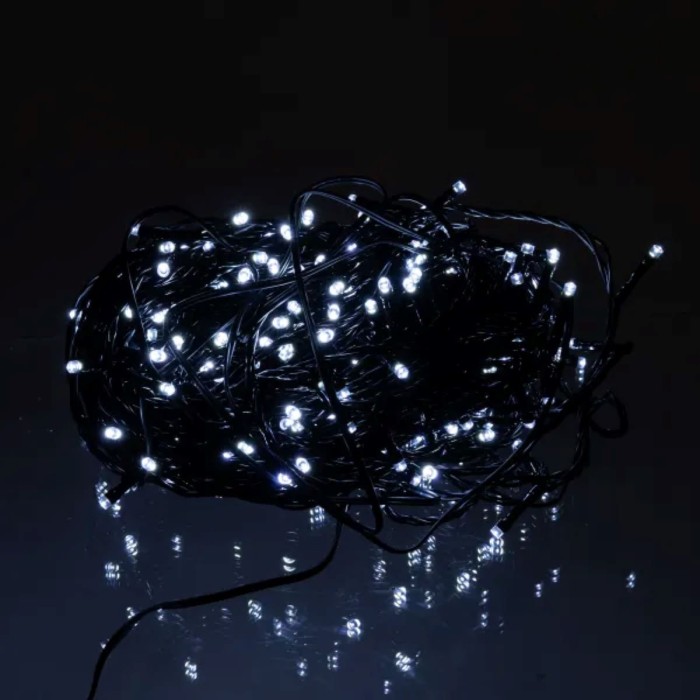 Новорічна гірлянда вулична 30 м 300 LED з сонячною батареєю чорний провід Білий SB300L30MBW (66511)
