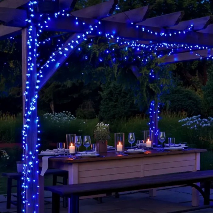 Новорічна гірлянда вулична 30 м 300 LED з сонячною батареєю чорний провід Синій SB300L30MBBL (58248)