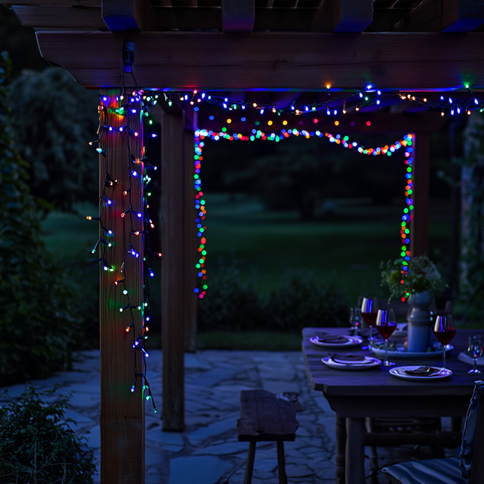 Новорічна гірлянда вулична 30 м 300 LED з сонячною батареєю чорний провід Мультиколір SB300L30MBML (72854)