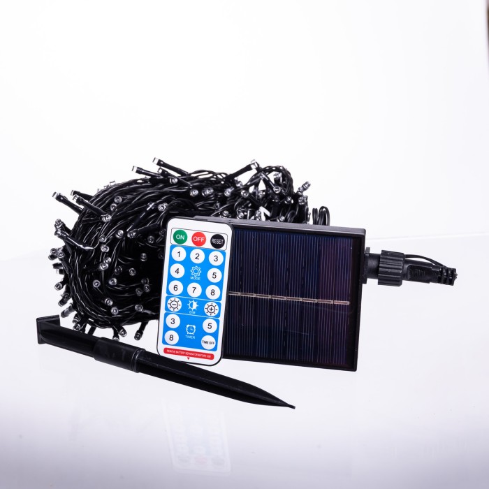 Новорічна гірлянда вулична 30 м 300 LED з сонячною батареєю чорний провід Мультиколір SB300L30MBML (72854)