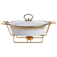 Мармітниця керамічна 1 літр кругла, підставка з підігрівом (85330)