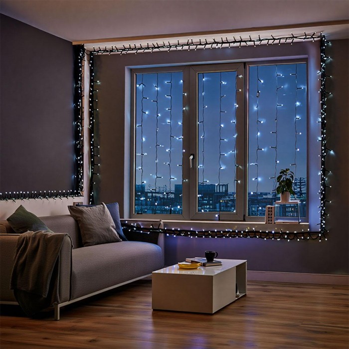 Новорічна гірлянда вулична 50 м 500 LED з сонячною батареєю чорний провід Білий SB500L50MBW (83397)