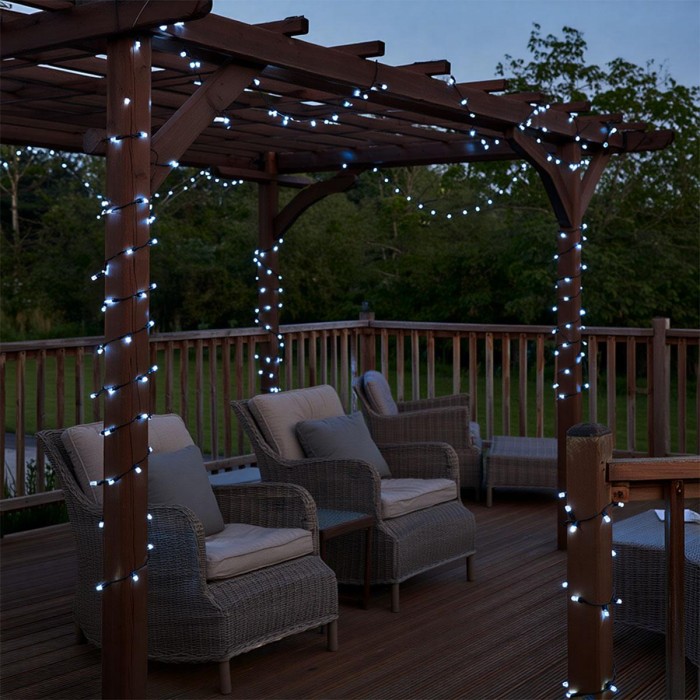 Новорічна гірлянда вулична 50 м 500 LED з сонячною батареєю чорний провід Білий SB500L50MBW (83397)