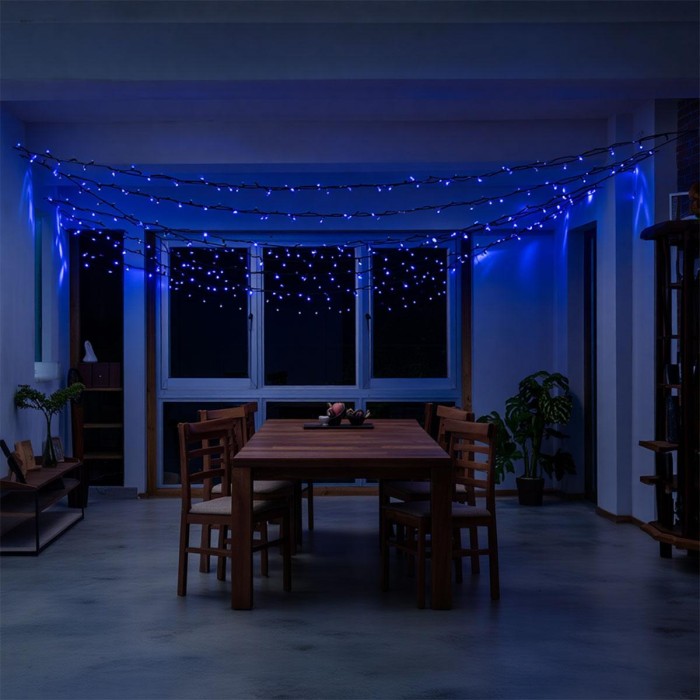 Новорічна гірлянда вулична 50 м 500 LED з сонячною батареєю чорний провід Синій SB500L50MBBL (81482)