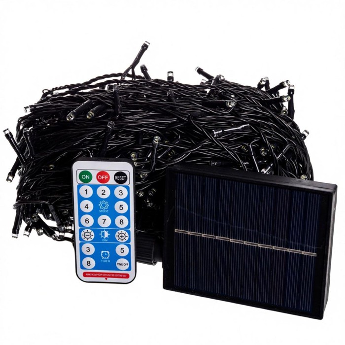 Новорічна гірлянда вулична 50 м 500 LED з сонячною батареєю чорний провід Мультиколір SB500L50MBML (52135)