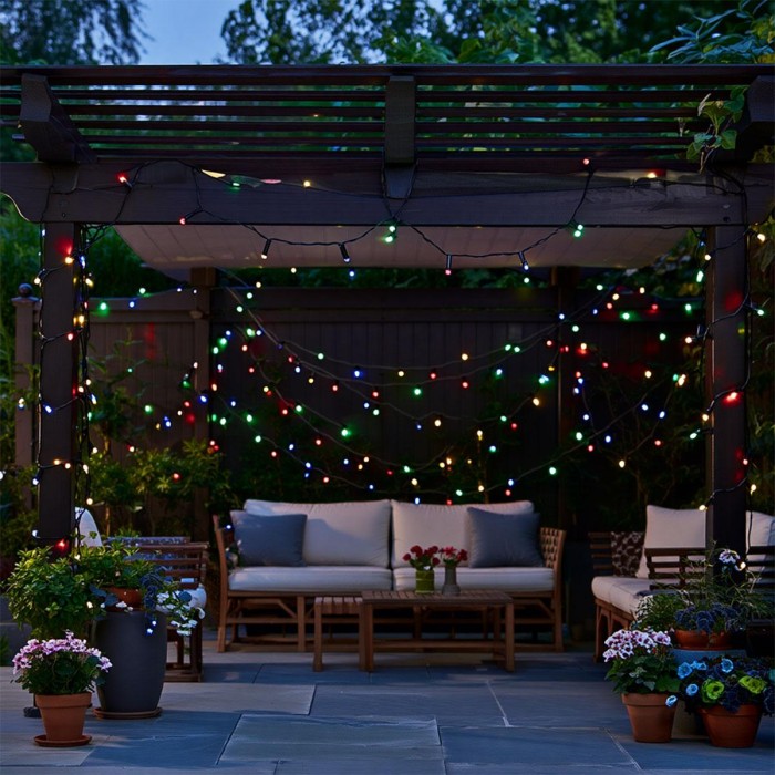 Новорічна гірлянда вулична 50 м 500 LED з сонячною батареєю чорний провід Мультиколір SB500L50MBML (52135)