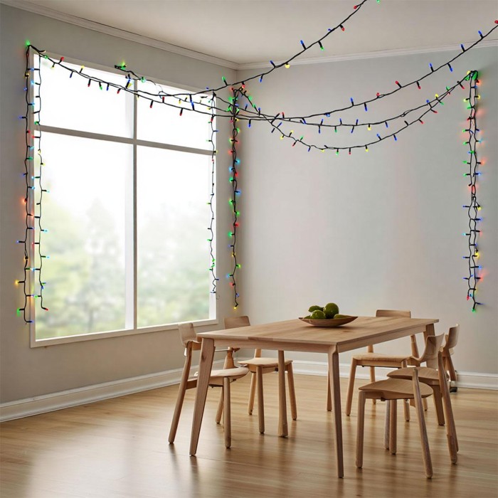 Новорічна гірлянда вулична 50 м 500 LED з сонячною батареєю чорний провід Мультиколір SB500L50MBML (52135)