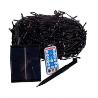 Новорічна гірлянда вулична 100 м 1000 LED з сонячною батареєю чорний провід Мультиколір SB1000L100MBML (34365)