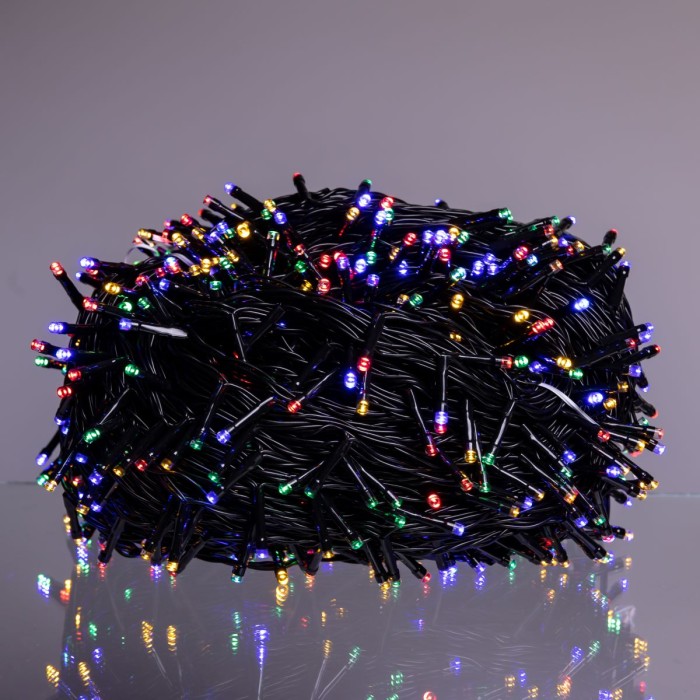 Новорічна гірлянда вулична 100 м 1000 LED з сонячною батареєю чорний провід Мультиколір SB1000L100MBML (34365)