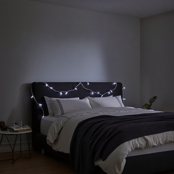 Новорічна кімнатна гірлянда нитка 6 м 50 LED білий провід Білий W50LED6MWW (55408)