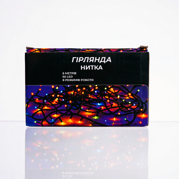 Новорічна кімнатна гірлянда нитка 6 м 50 LED білий провід Білий W50LED6MWW (55408)