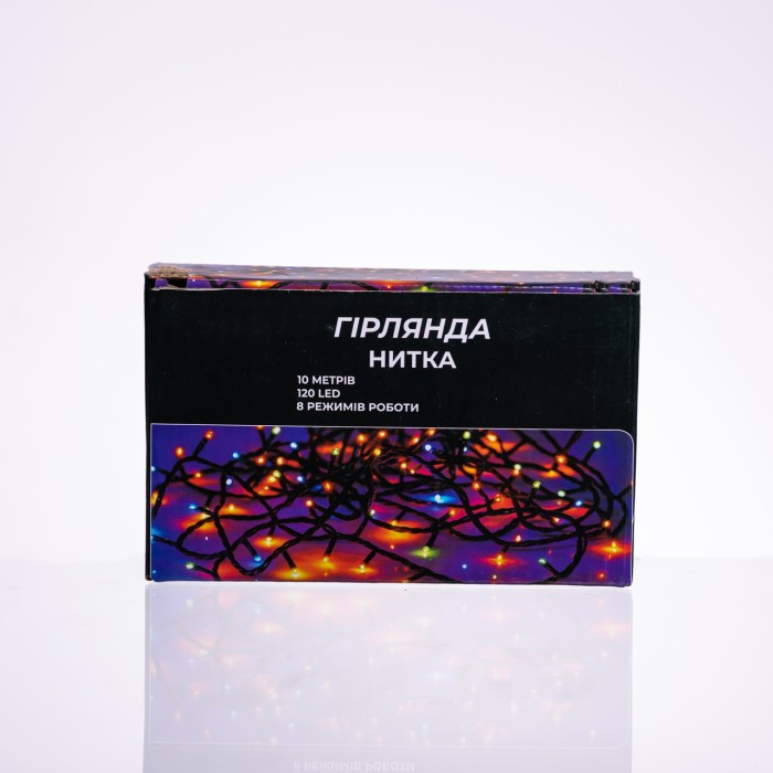 Новорічна гірлянда кімнатна нитка 10 м 120 LED білий провід Білий W120LED10MWW (15438)