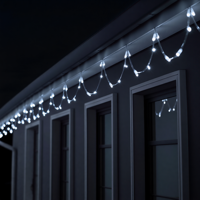 Новорічна гірлянда кімнатна нитка 18 м 180 LED білий провід Білий W180LED18MWW (80719)