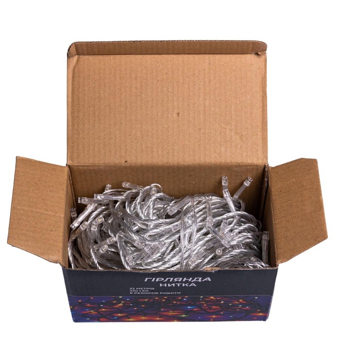 Новорічна гірлянда кімнатна нитка 22 м 220 LED білий провід Жовтий W220LED22MWY (88037)