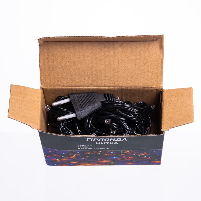 Новорічна кімнатна гірлянда нитка 6 м 50 LED чорний провід Жовтий W50LED6MBY (58806)