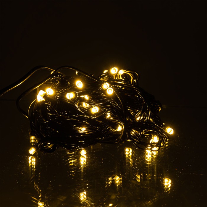 Новорічна кімнатна гірлянда нитка 6 м 50 LED чорний провід Жовтий W50LED6MBY (58806)