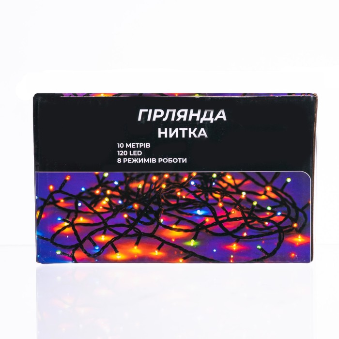 Новорічна гірлянда кімнатна нитка 10 м 120 LED чорний провід Білий W120LED10MBW (79377)
