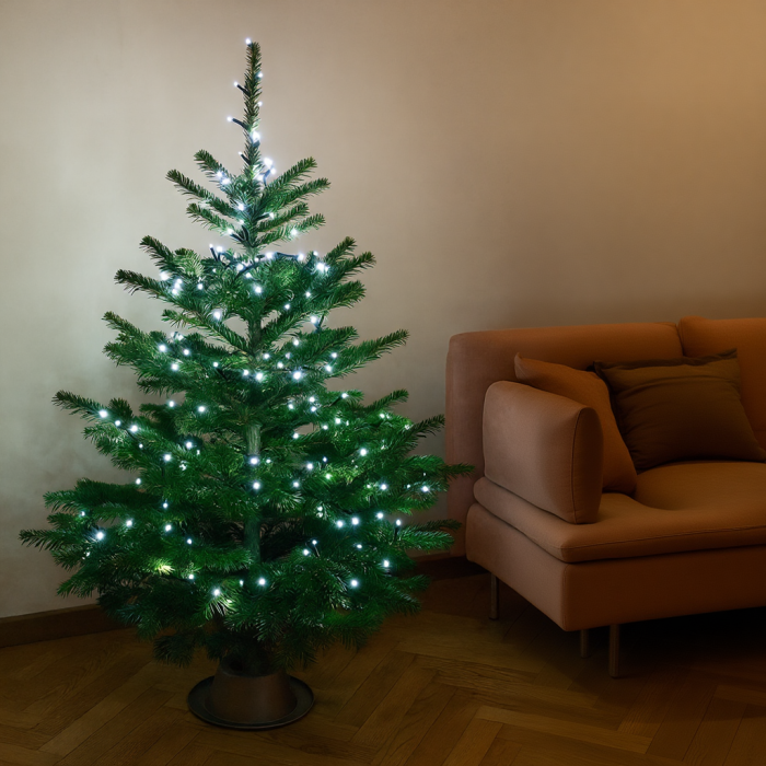 Новорічна гірлянда кімнатна нитка 10 м 120 LED чорний провід Білий W120LED10MBW (79377)