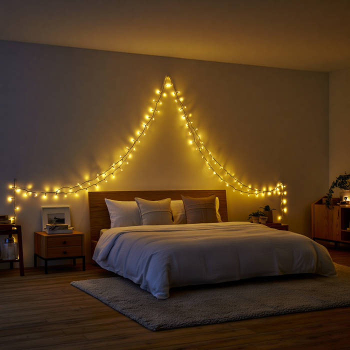 Новорічна гірлянда кімнатна нитка 14 м 160 LED чорний провід Жовтий W160LED16MBY (48932)