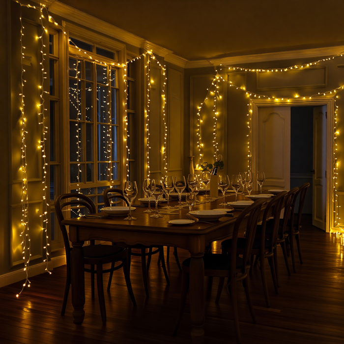 Новорічна гірлянда кімнатна нитка 14 м 160 LED чорний провід Жовтий W160LED16MBY (48932)