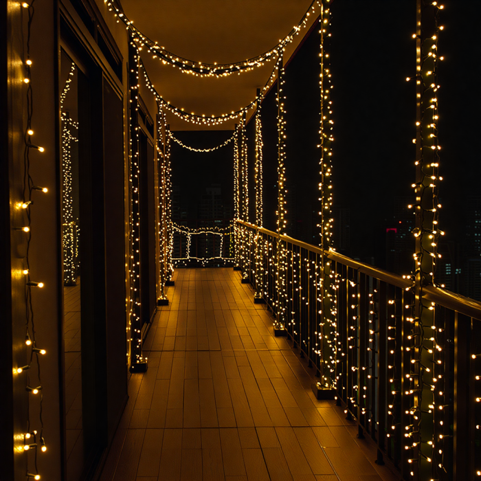 Новорічна гірлянда кімнатна нитка 14 м 160 LED чорний провід Жовтий W160LED16MBY (48932)