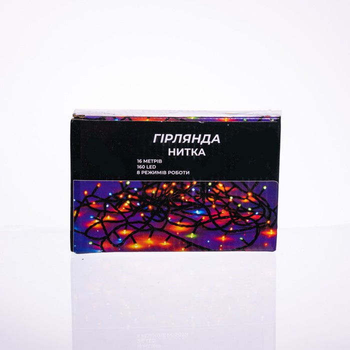 Новорічна гірлянда кімнатна нитка 14 м 160 LED чорний провід Жовтий W160LED16MBY (48932)