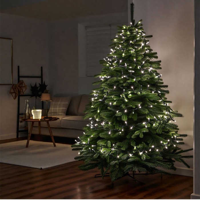 Новорічна гірлянда кімнатна нитка 22 м 220 LED чорний провід Білий W220LED22MBW (53468)