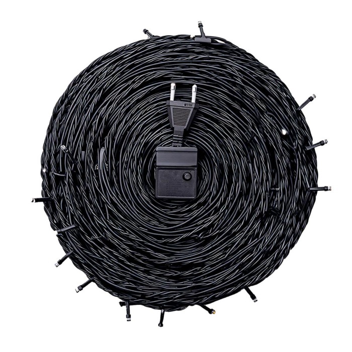 Новорічна гірлянда кімнатна нитка 22 м 220 LED чорний провід Білий W220LED22MBW (53468)