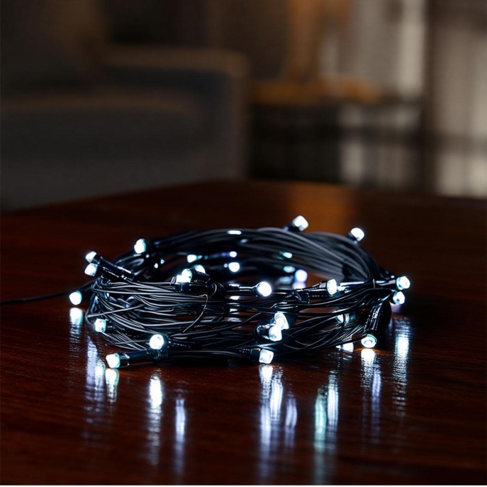 Новорічна гірлянда кімнатна нитка 22 м 220 LED чорний провід Білий W220LED22MBW (53468)