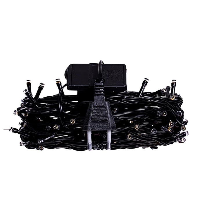 Новорічна гірлянда кімнатна нитка 22 м 220 LED чорний провід Жовтий W220LED22MBY (37157)