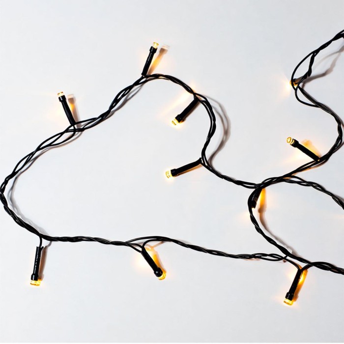 Новорічна гірлянда кімнатна нитка 22 м 220 LED чорний провід Жовтий W220LED22MBY (37157)