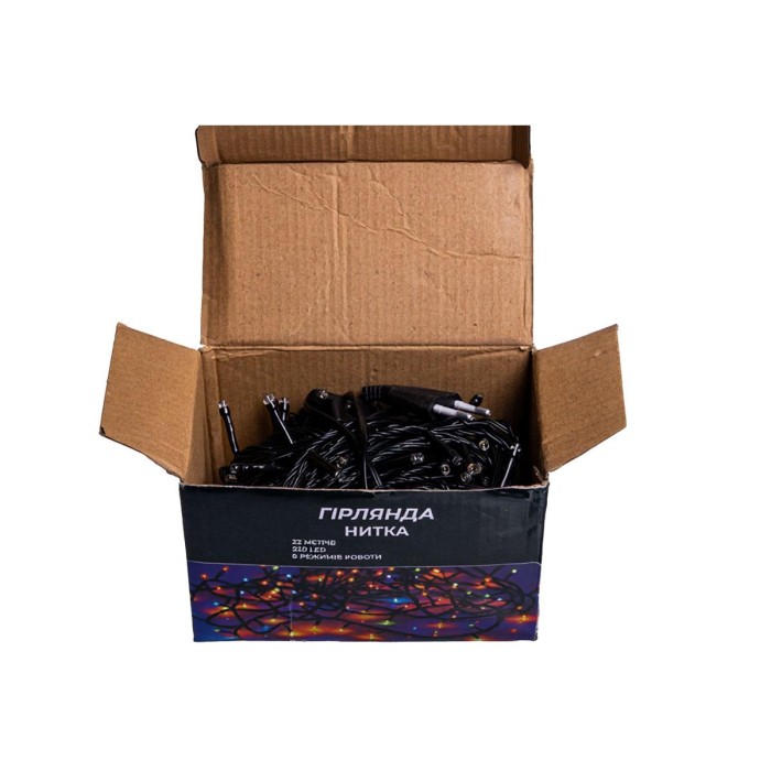 Новорічна гірлянда кімнатна нитка 22 м 220 LED чорний провід Жовтий W220LED22MBY (37157)