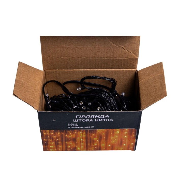 Новорічна гірлянда штора 3х2 м 144 LED кімнатна білий провід Жовтий ZWM32144LEDY (57182)