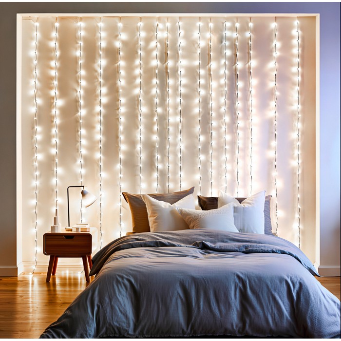 Новорічна гірлянда штора 3х3 м 192 LED кімнатна білий провід Білий ZWM33192LEDW (83312)