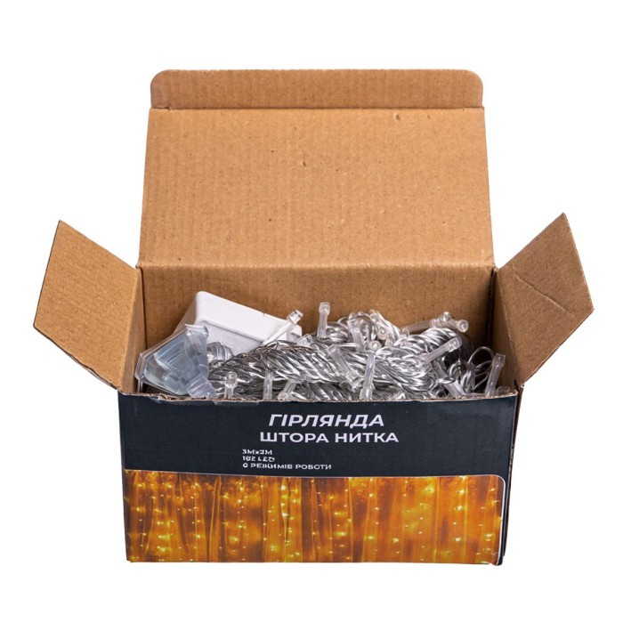 Новорічна гірлянда штора 3х3 м 192 LED кімнатна білий провід Білий ZWM33192LEDW (83312)