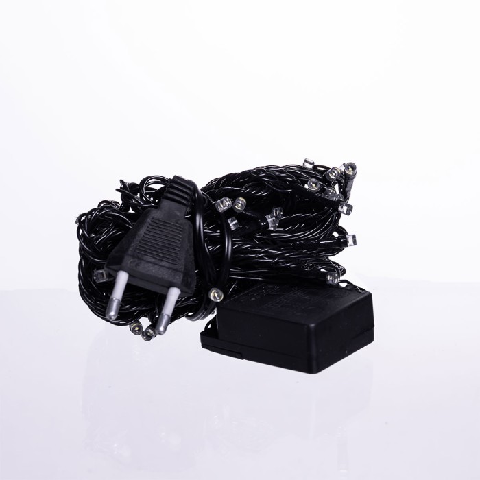 Новорічна кімнатна гірлянда нитка 6 м 50 LED чорний провід Білий W50LED6MBW (88197)